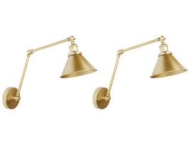 Set of 2 Metal Wall Lamps Gold NARVA