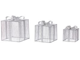 Set of 3 Outdoor LED Decorations Christmas Gifts 25cm Silver