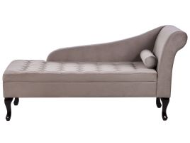 Right Hand Velvet Chaise Lounge with Storage Taupe PESSAC