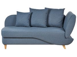 Right Hand Fabric Chaise Lounge with Storage Blue MERI II