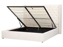 Velvet EU King Size Ottoman Bed Off-White LUBBON