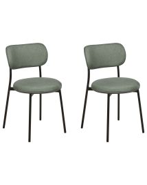Set of 2 Fabric Dining Chairs Green CASEY