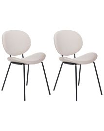 Set of 2 Velvet Dining Chairs Light Beige LUANA