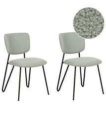 Set of 2 Boucle Dining Chairs Light Green NELKO
