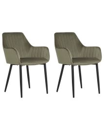 Set of 2 Velvet Dining Chairs Olive Green WELLSTON