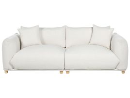 3 Seater Fabric Sofa Off-White LUVOS