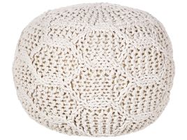 Cotton Macrame Pouffe Beige TRIMAN