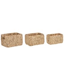 Set of 3 Water Hyacinth Baskets Light