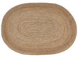 Oval Jute Area Rug 160x230cm Beige
