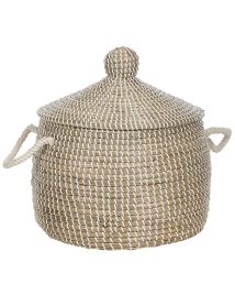 Seagrass Basket with Lid Light