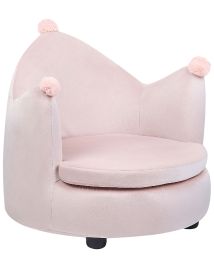 Kids Velvet Armchair Crown Pink VEGA