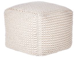 Cotton Pouffe 50 x 50 x 35 cm Light Beige DAMAN