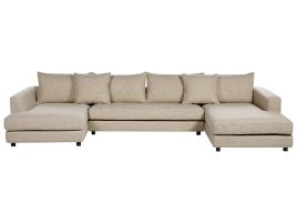 5 Seater Fabric Sofa Beige LILVIKEN