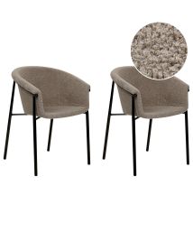 Set of 2 Boucle Dining Chairs Taupe AMES