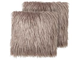Set of 2 Faux Fur Cushions 45x45cm Beige