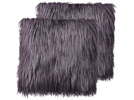 Set of 2 Faux Fur Cushions 45x45cm Dark Grey