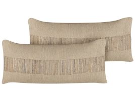 Set of 2 Jute Cushions 30x70cm Beige