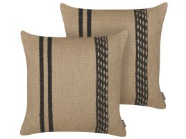 Set of 2 Jute Cushions 45x45cm Beige