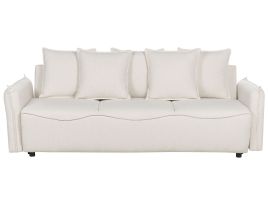 Fabric Sofa Bed with Storage White KRAMA