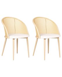 Set of 2 Metal Dining Chairs Light Wood CORNELL