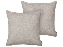 Set of 2 Teddy Decorative Cushions Beige