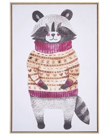 Racoon Framed Canvas Wall Art 63 x 93 cm Grey CAMPLI