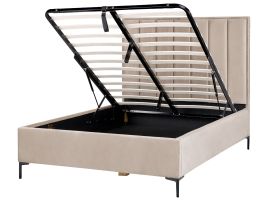 Velvet EU Double Size Ottoman Bed Taupe SEZANNE