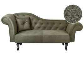 Left Hand Velvet Chaise Lounge Olive Green LATTES II