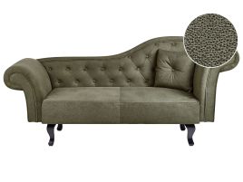 Right Hand Velvet Chaise Lounge Olive Green LATTES II