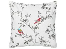 Cotton Cushion Embroidered Birds 45x45cm White