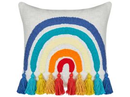Cotton Cushion Embroidered Rainbow 45x45cm Multicolour