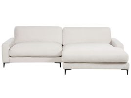 Left Hand Fabric Corner Sofa Off-White MALOY