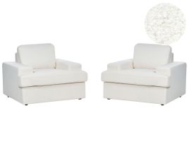 Set of 2 Boucle Armchairs White ALLA