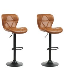 Set of 2 Faux Leather Swivel Bar Stool Golden Brown VALETTA II