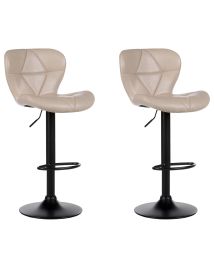 Set of 2 Faux Leather Swivel Bar Stool Light Beige VALETTA II