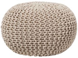 Cotton Knitted Pouffe 50 x 35 cm Beige CONRAD