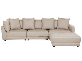 3 Seater Fabric Sofa with Ottoman Beige SIGTUNA