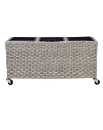 PE Rattan Wheeled Plant Pot Brown BELLIS