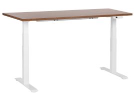 Electric Adjustable Standing Desk 160 x 72 cm Dark Wood and White DESTINES