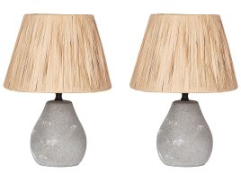 Set of 2 Ceramic Table Lamps Grey ARWADITO