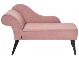 Left Hand Fabric Chaise Lounge Pink BIARRITZ