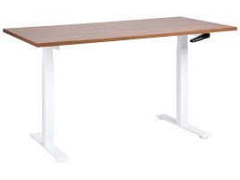 Adjustable Standing Desk 160 x 72 cm Dark Wood and White DESTINES
