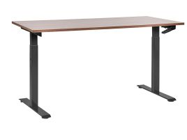 Adjustable Standing Desk 160 x 72 cm Dark Wood and Black DESTINES