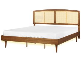 EU Super King Size Bed with LED Light Wood VARZY