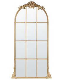 Metal Window Wall Mirror 66x124cm Gold