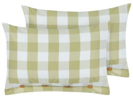Set of 2 Cushions Checked 40x60cm Green