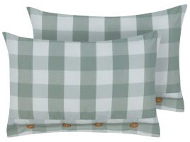Set of 2 Cushions Checked 40x60cm Mint Green