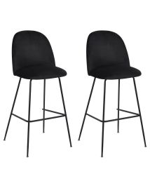 Set of 2 Velvet Bar Chairs Black ARCOLA