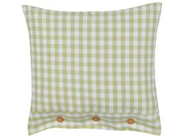 Cushion Chequered Pattern 45x45cm Olive Green and White
