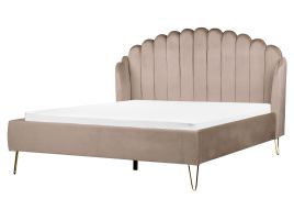 Velvet EU King Size Bed Taupe AMBILLOU